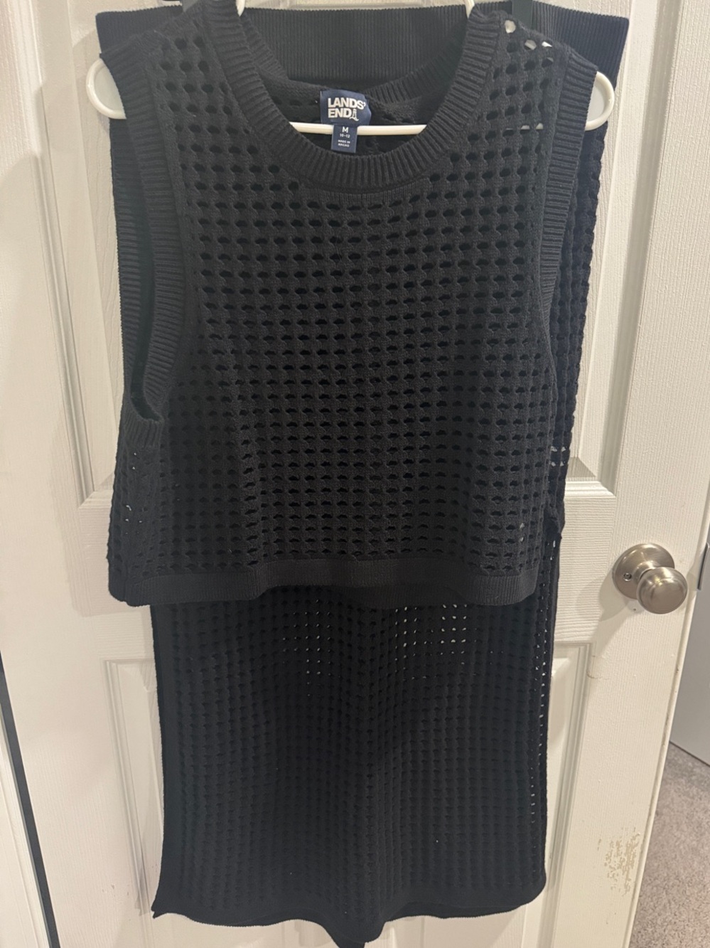Lands’ End Cotton Open Knit Top and Maxi Skirt Swim Cover Up